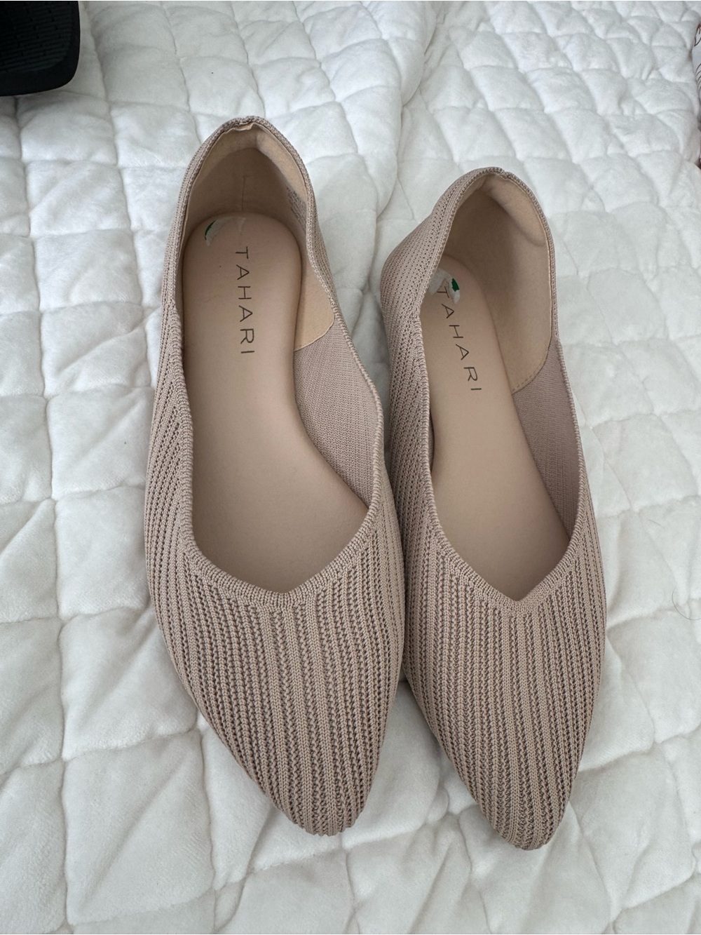 Tahari Blush Knit Pointed-Toe Flats